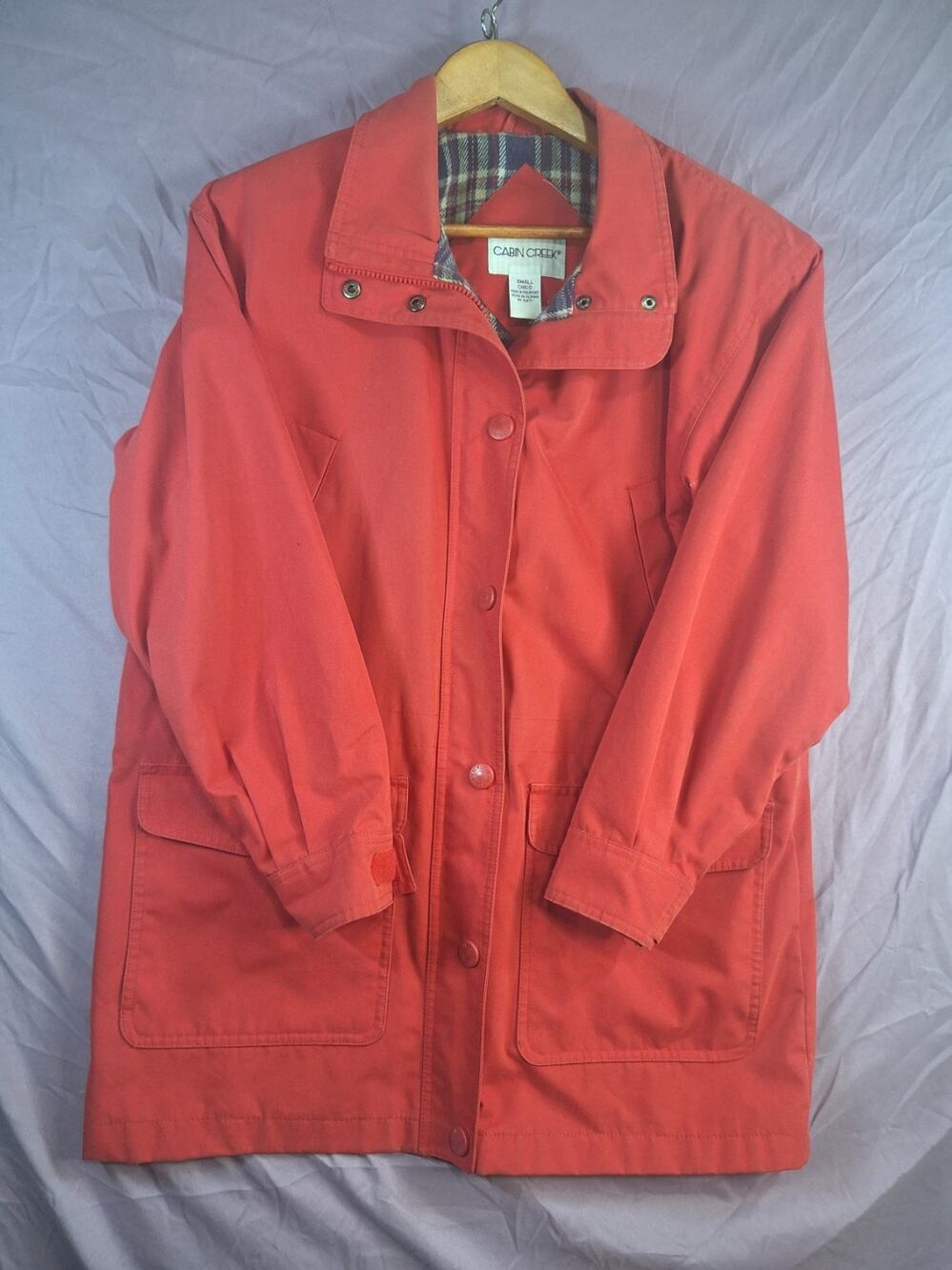Vintage Women’s Cabin Creek Coat Size Sm Full Zip/Snap w/o Hood Polyester Red